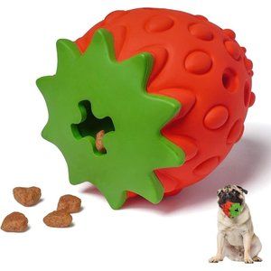 Strawberry Treat Toy Rubber Dog Chew Toys Treat Food Dispensing Dog Toy for Pets